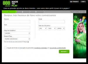 Comment s'inscrire sur 888 casino