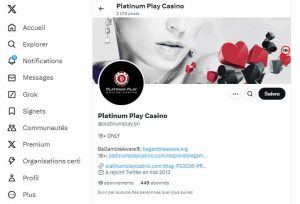 platinum play casino social media