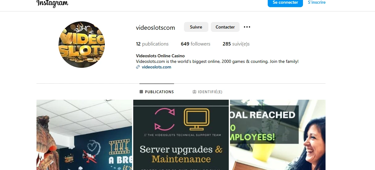 videoslots casino instagram