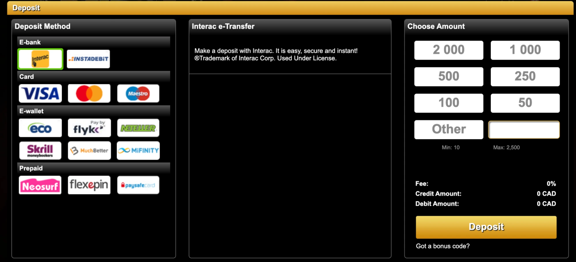 videoslots casino paiements