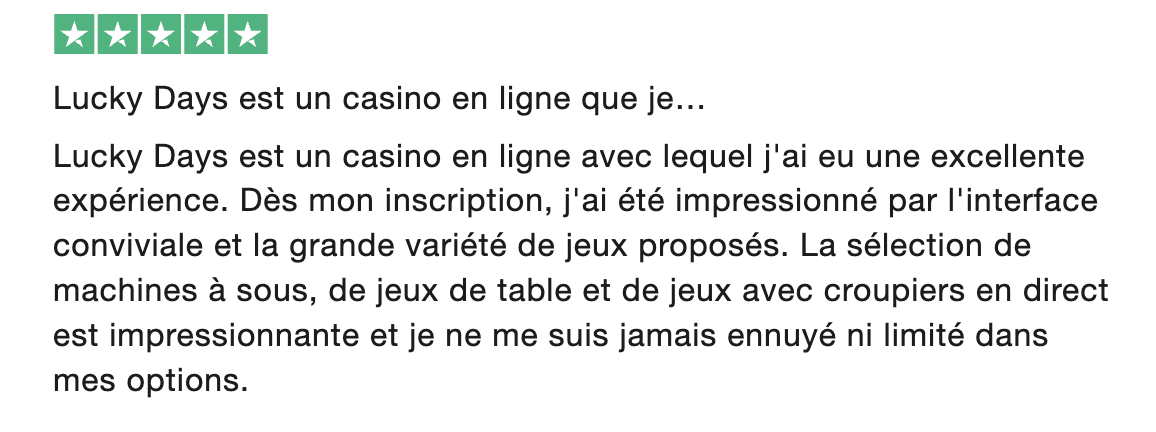lucky days casino revoir