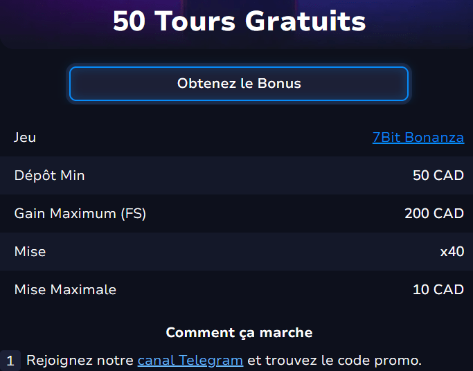 7bit casino 50 tours gratuits