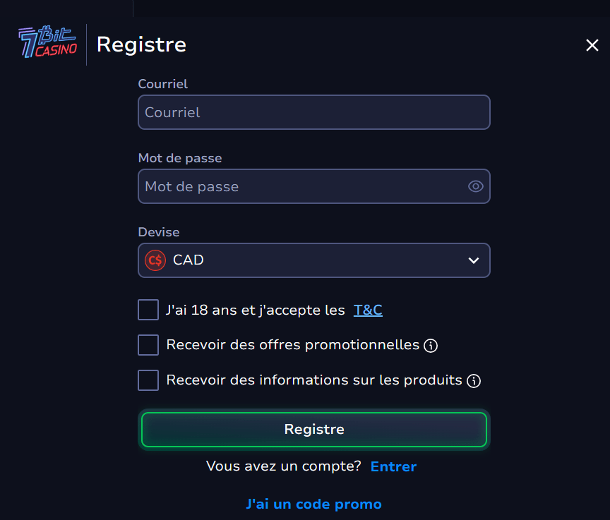 7bit casino registre