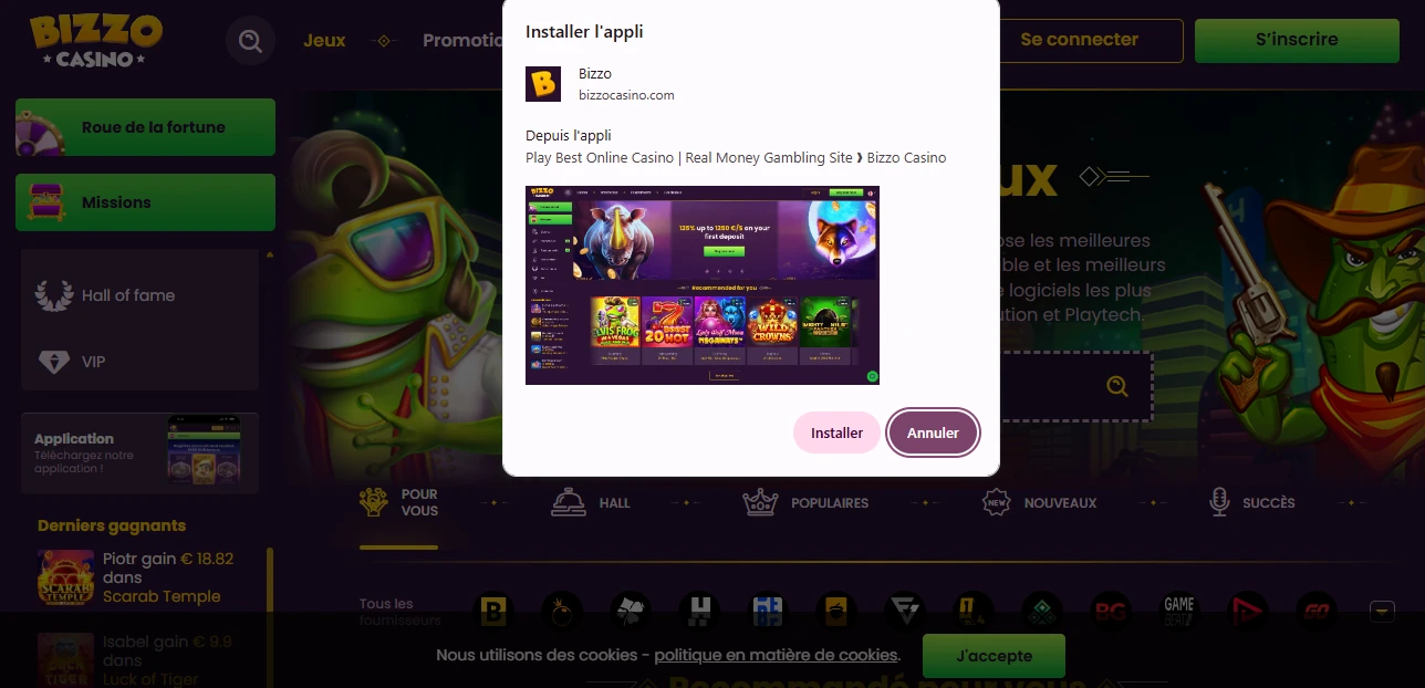 bizzo casino app