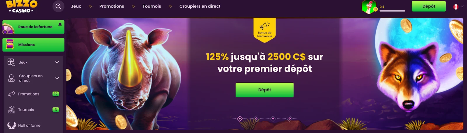 bizzo casino page principale