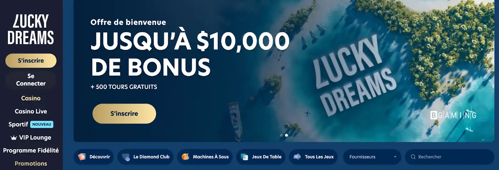 lucky dreams bonus de bienvenue