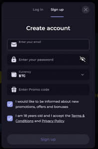 Inscription sur CryptoLeo Casino