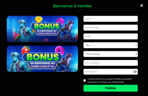 Velobet Casino: inscription