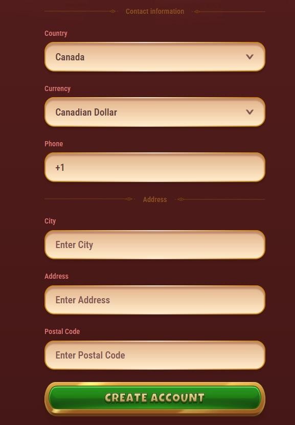 Magius Casino Registration Page